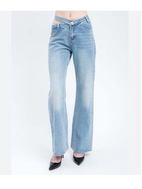 Ann Andelman Asymmetrical Denim Jeans Sz 24